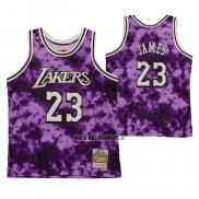 Maillot Los Angeles Laker LeBron James NO 23 Galaxy Volet