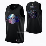 Maillot Los Angeles Lakers Lebron James No 23 Iridescent Logo Noir