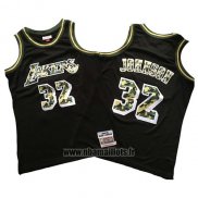 Maillot Los Angeles Lakers Magic Johnson No 32 Camuflaje Noir