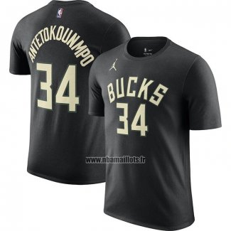 Maillot Manche Courte Milwaukee Bucks Giannis Antetokounmpo Statement 2022-23 Noir