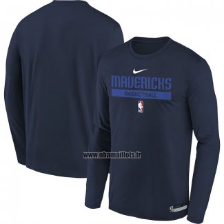 Maillot Manches Longues Dallas Mavericks Practice Performance 2022-23 Bleu2