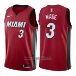 Maillot Miami Heat Dwyane Wade No 3 Statement 2017-18 Rouge