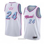 Maillot Miami Heat Marcus Lee No 24 Ville 2018 Blanc
