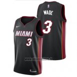 Maillot Miami Heat Wade No 3 Ville 2017-18 Noir