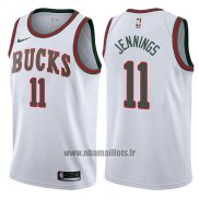 Maillot Milwaukee Bucks Brandon Jennings No 11 Classic 2017-18 Blanc