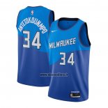 Maillot Milwaukee Bucks Giannis Antetokounmpo No 34 Ville 2020-21 Bleu