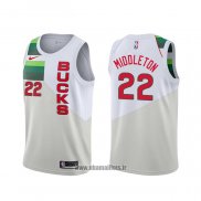 Maillot Milwaukee Bucks Khris Middleton NO 22 Earned Blanc