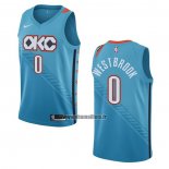 Maillot Oklahoma City Thunder Russell Westbrook NO 0 Ville 2018-19 Bleu