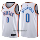 Maillot Oklahoma City Thunder Russell Westbrook No 0 2017-18 Blanc