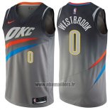 Maillot Oklahoma City Thunder Russell Westbrook No 0 Ville Gris
