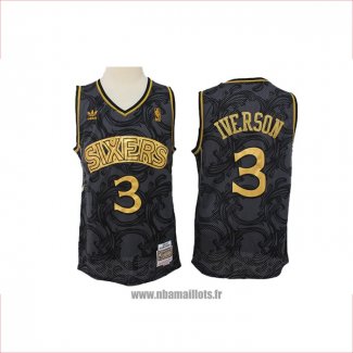 Maillot Philadelphia 76ers Allen Iverson No 3 Hardwood Classics Noir