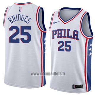 Maillot Philadelphia 76ers Mikal Bridges No 25 Association 2018 Blanc