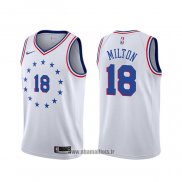 Maillot Philadelphia 76ers Shake Milton NO 18 Earned Blanc