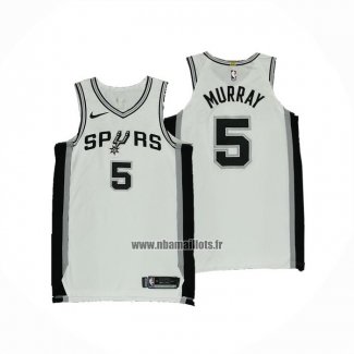 Maillot San Antonio Spurs Dejounte Murray NO 5 Association Authentique Blanc