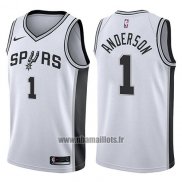 Maillot San Antonio Spurs Kyle Anderson No 1 Association 2017-18 Blanc