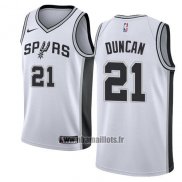 Maillot San Antonio Spurs Tim Duncan No 21 Association 2017-18 Blanc