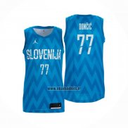 Maillot Slovenia Luka Doncic NO 77 Exterieur Bleu