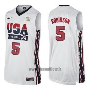 Maillot USA 1992 David Robinson No 5 Blanc