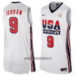 Maillot USA 1992 Michael Jordan No 9 Blanc