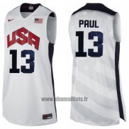 Maillot USA 2012 Chris Paul No 13 Blanc