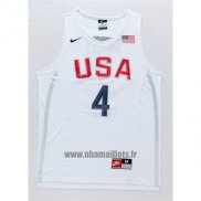 Maillot USA 2016 Stephen Curry No 4 Blanc