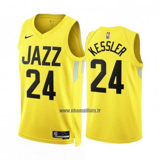 Maillot Utah Jazz Walker Kessler NO 24 Icon 2022-23 Jaune