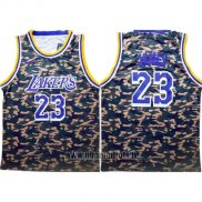 Maillot Camuflaje Los Angeles Lakers Lebron James No 23 Vert