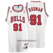 Maillot Chicago Bulls Dennis Rodman No 91 Retro Blanc