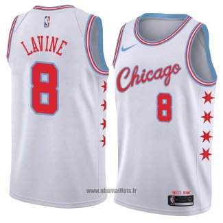 Maillot Chicago Bulls Zach Lavine No 8 Ville 2018 Blanc