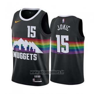 Maillot Denver Nuggets Nikola Jokic No 15 Ville 2019-20 Noir