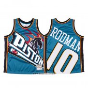 Maillot Detroit Pistons Dennis Rodman NO 10 Mitchell & Ness Big Face Bleu