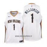 Maillot Enfant New Orleans Pelicans Zion Williamson No 1 Association 2019 Blanc