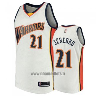 Maillot Golden State Warriors Jonas Jerebko No 21 2009-10 Hardwood Classics Blanc