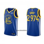Maillot Golden State Warriors Stephen Curry 2974th 3 Points Bleu