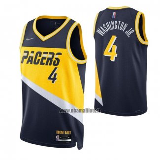 Maillot Indiana Pacers Duane Washington JR. NO 4 Ville 2021-22 Bleu