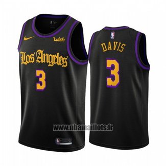 Maillot Los Angeles Lakers Anthony Davis No 3 Ville 2019-20 Noir