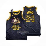 Maillot Los Angeles Lakers Kobe Bryant NO 24 Black Mamba Snakeskin Noir