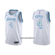 Maillot Los Angeles Lakers Rajon Rondo NO 4 Ville 2021-22 Blanc