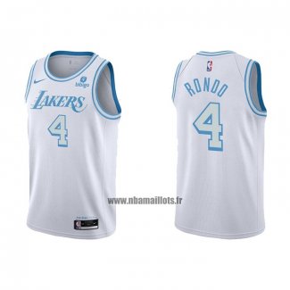 Maillot Los Angeles Lakers Rajon Rondo NO 4 Ville 2021-22 Blanc