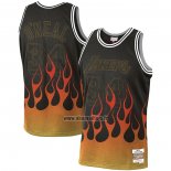 Maillot Los Angeles Lakers Shaquille O'neal Flames No 34 Noir