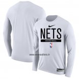 Maillot Manches Longues Brooklyn Nets Practice Performance 2022-23 Blanc