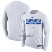 Maillot Manches Longues Dallas Mavericks Practice Performance 2022-23 Blanc