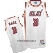 Maillot Miami Heat Dwyane Wade No 3 Retro Blanc