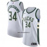 Maillot Milwaukee Bucks Giannis Antetokounmpo NO 34 Association Authentique Blanc