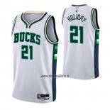 Maillot Milwaukee Bucks Jrue Holiday NO 21 Ville 2021-22 Blanc