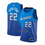 Maillot Milwaukee Bucks Khris Middleton No 22 Ville 2020-21 Bleu