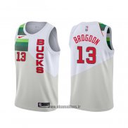 Maillot Milwaukee Bucks Malcolm Brogdon NO 13 Earned Blanc