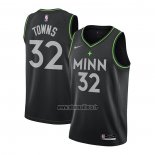 Maillot Minnesota Timberwolves Karl-Anthony Towns No 32 Ville 2020-21 Noir