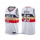 Maillot New Orleans Pelicans E'twaun Moore NO 4 Earned Blanc