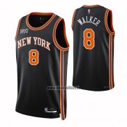 Maillot New York Knicks Kemba Walker NO 8 Ville 2021-22 Noir
